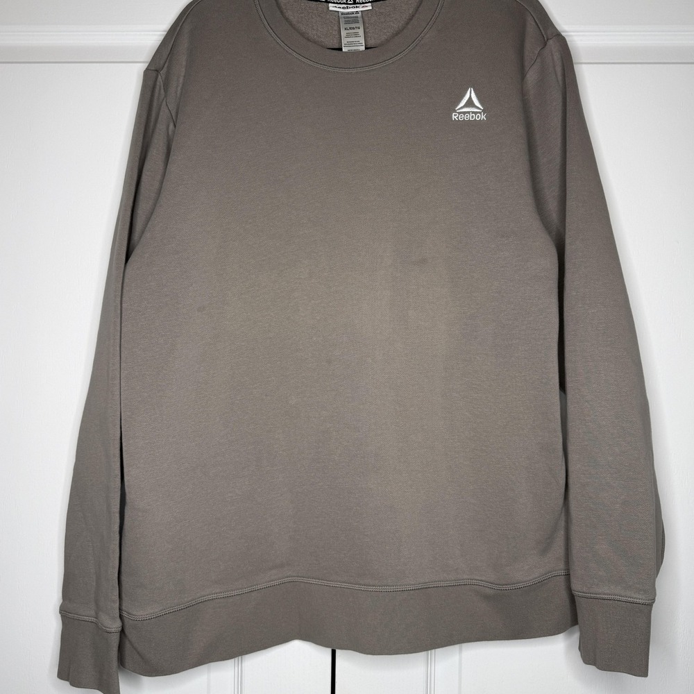 Reebok Sweatshirt Mens XL Gray Embroidered Logo Crewneck Fleece‎ Pullover Casual